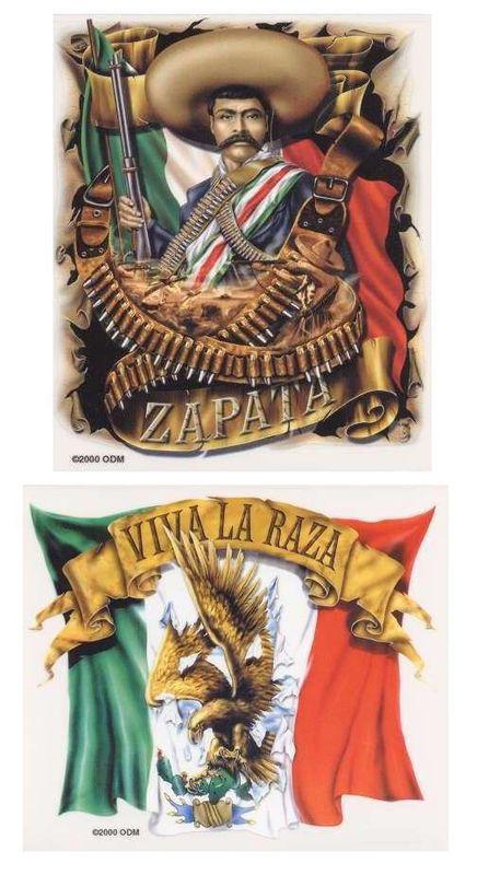 Mexican sticker/auto decal set zapata viva la raza