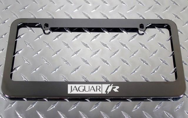 1 brand new jaguar r gunmetal license plate frame + screw caps