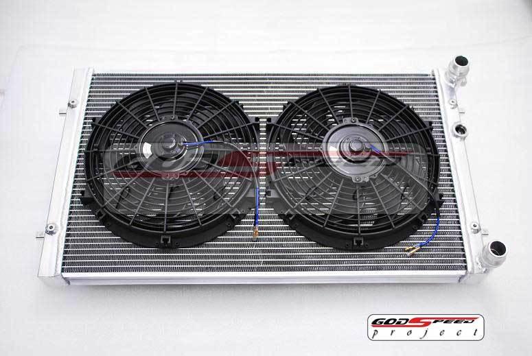 Vw golf jetta 99-05 / audi tt aluminum radiator mk4 1.8t+slim fan x 2