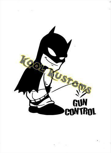 Vinyl decal sticker batman peeing on gun control..gun rights ...car truck window