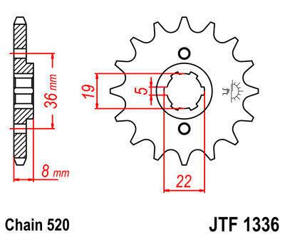 Jt sprocket front 14t steel fits honda xr350 rf,rg,rh 1985-1987