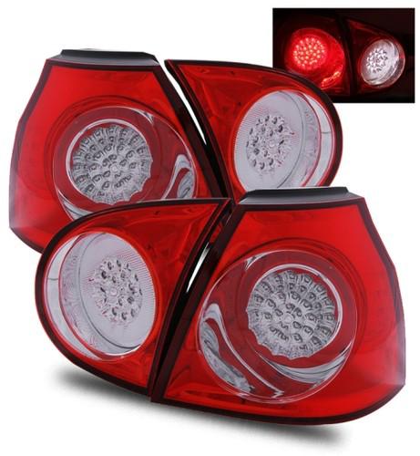 06-09 volkswagen golf/gti/rabbit mk5 euro red clear led tail lights brake lamp