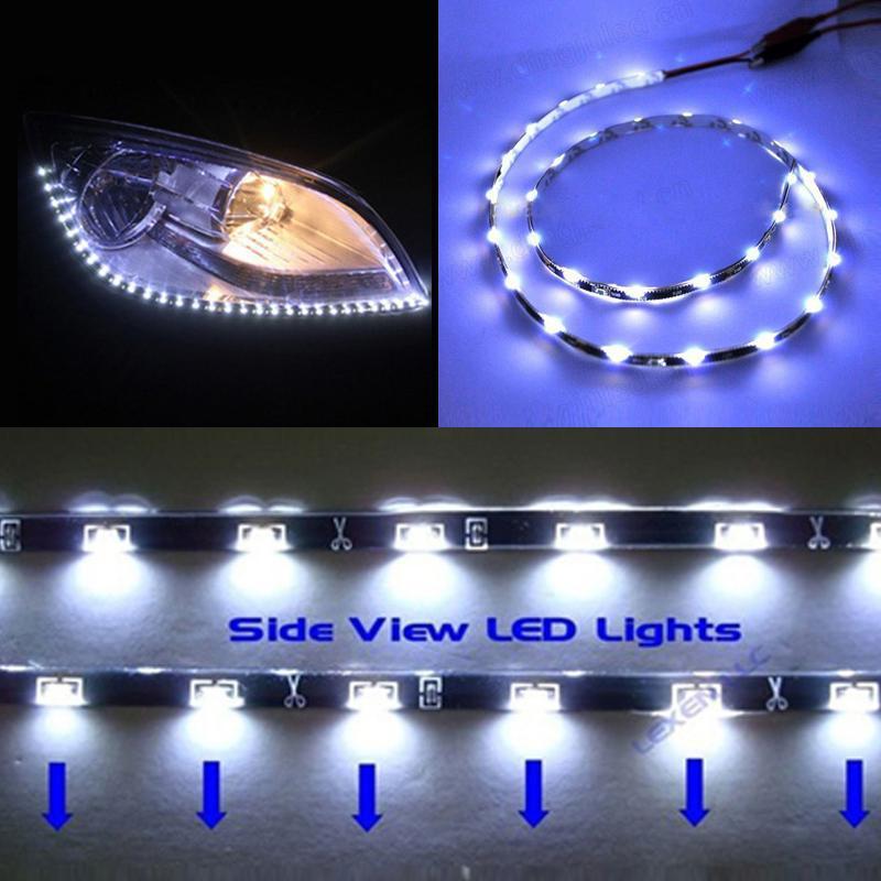 2pcs led xenon white 24" side shine strip 30smd car hid fog drl slim lights w