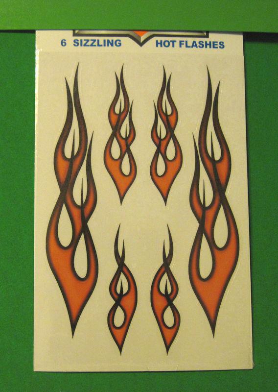 Flame  set of 6  - vinyl decal  (orange color)