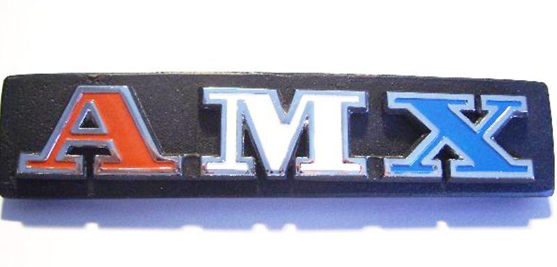 "amx" r/w/blue emblem for the 1972 javelin amx muscle cars, reproduced w zinc