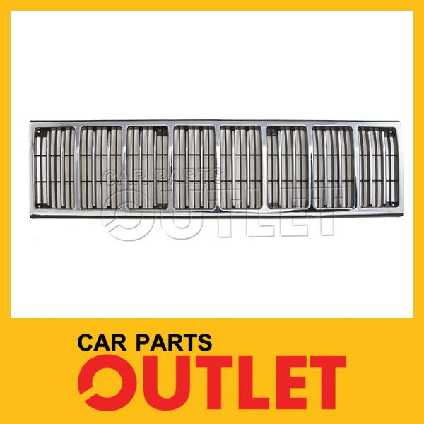 1988-1992 jeep comanche front chrome grille ptd mat black horizontal bar insert