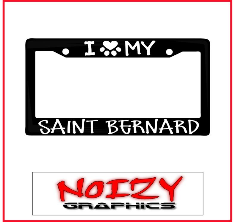 Family dog license plate car sticker decal frame i love paw my saint bernard