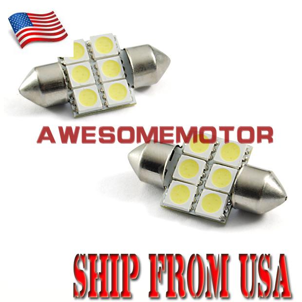 Us new 6 smd wedge led bulbs dome reading indicator dashboard white light lamp 