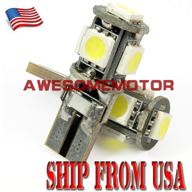 Us 2 pcs new 5 smd gauge bumper white light lamp led bulbs 193 901 904 w5w 158