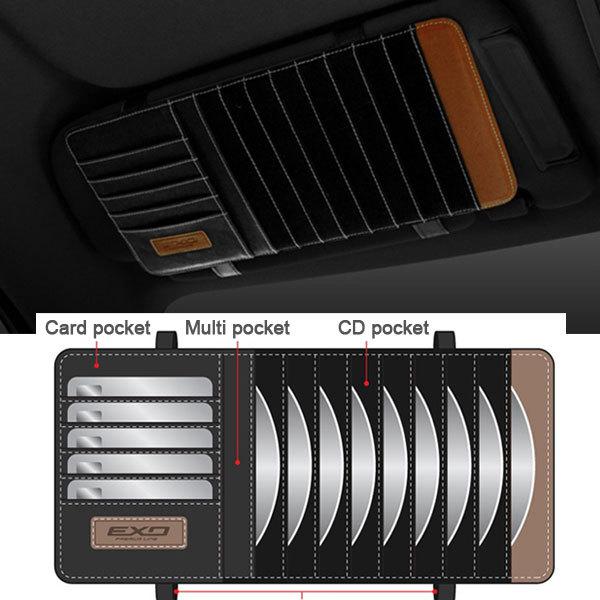 New car exo smart brown multi sun visor cd/dvd disk card holder case pocket