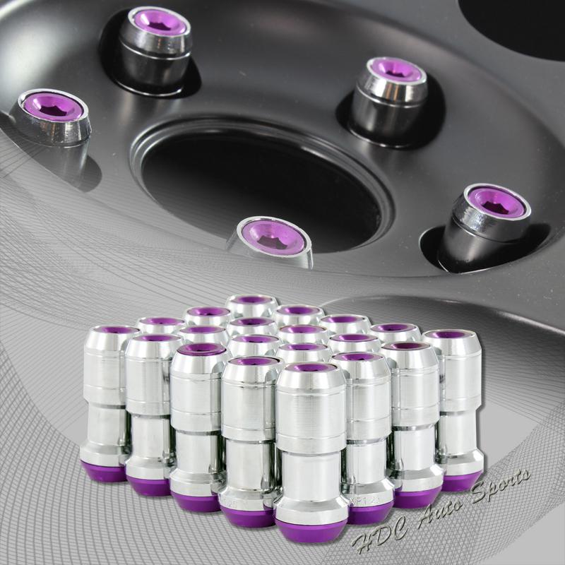 20 pcs m12 x 1.25mm thread pitch wheel rim tuner 1.9" long lug nuts red / chrome