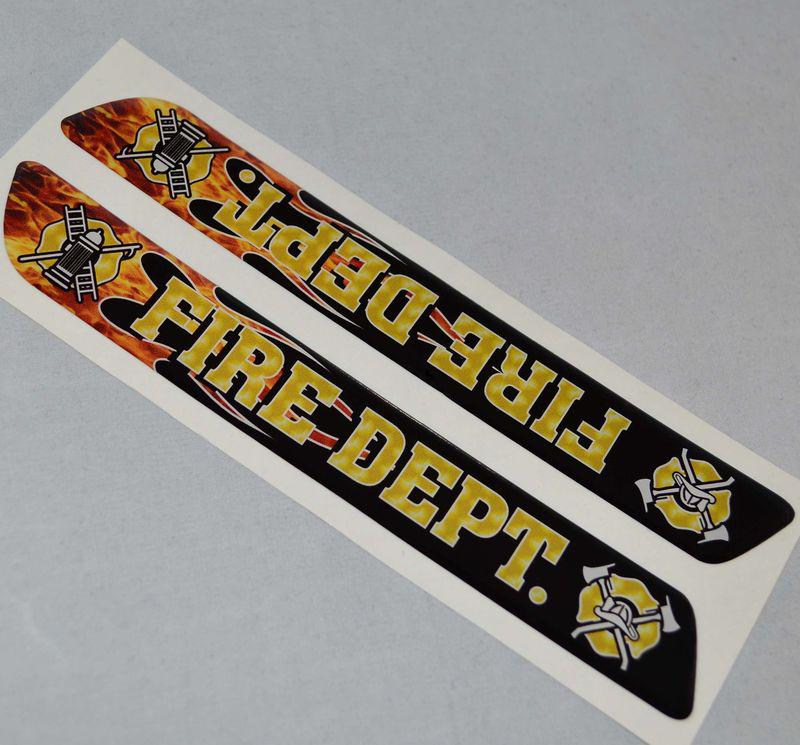 Pair custom "fire department" saddlebag latch reflector insert decals for harley