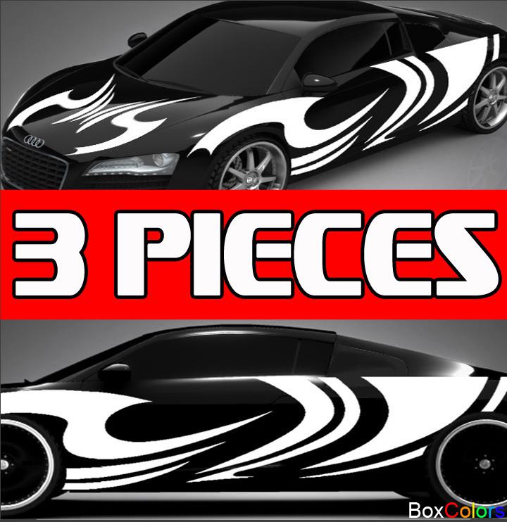 Complete set 3-pieces hood & both sides car decal sticker vinyl any car truck x7