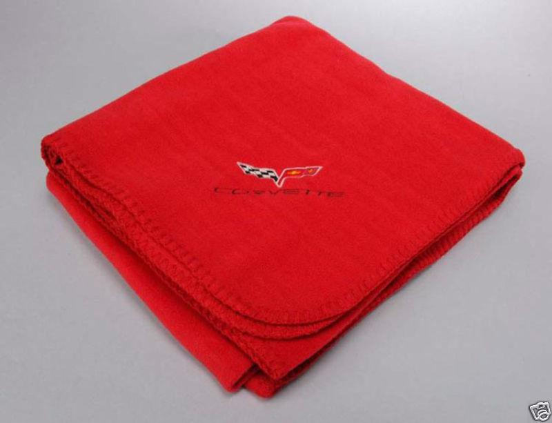 2005-2012 corvette c6 red fleece blanket - new!