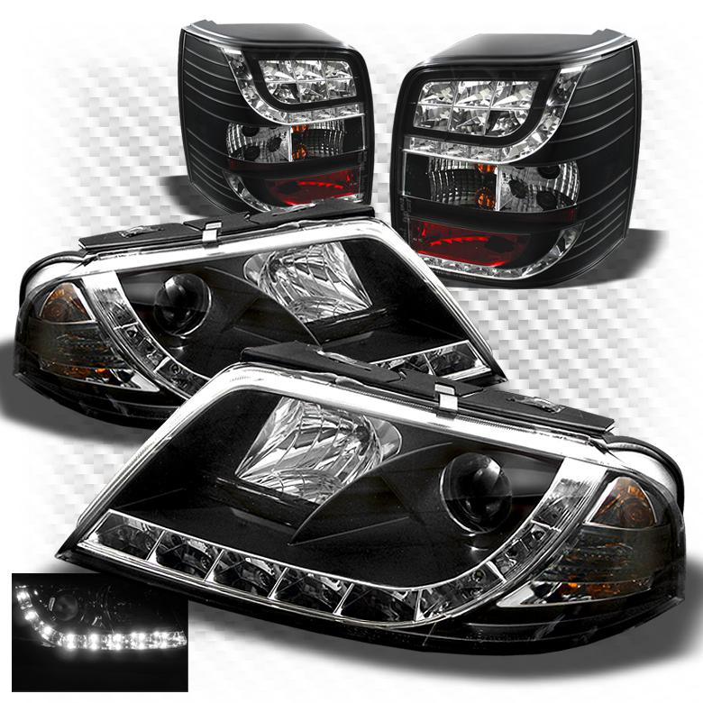 01-05 passat wagon black drl pro headlights + philips-led perform tail lights