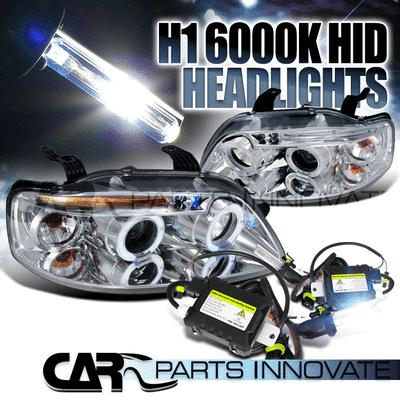 2004-2008 chevy aveo 4/5dr chrome led halo projector headlights+h1 6000k hid kit