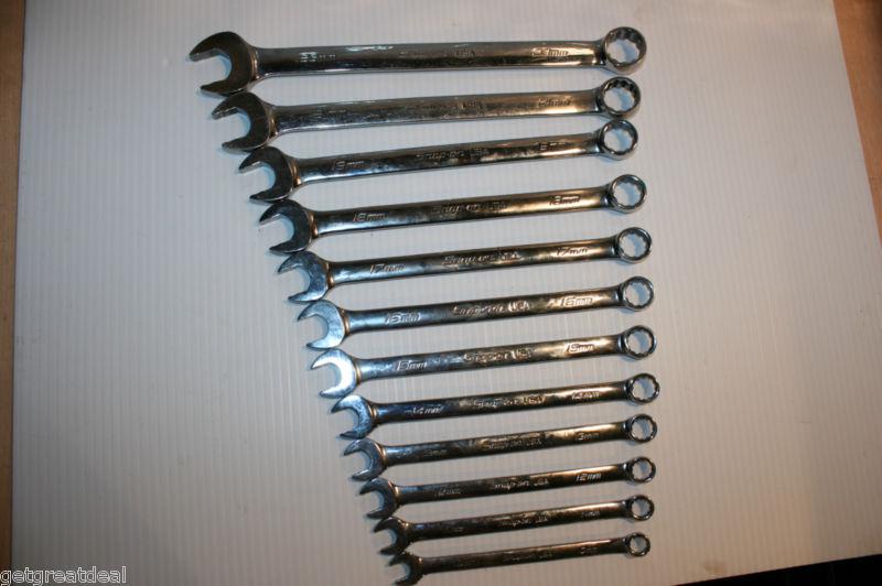 Snap-on tools metric standard length flank drive wrench set 12pc 23, 21 19-10mm