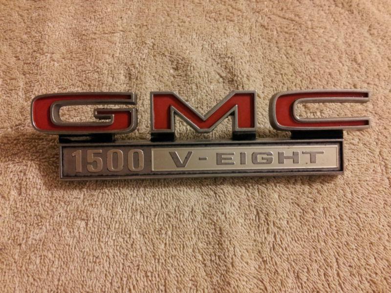 1967-1972 gmc 1500 truck original v-eight emblem mounting tabs great shape!