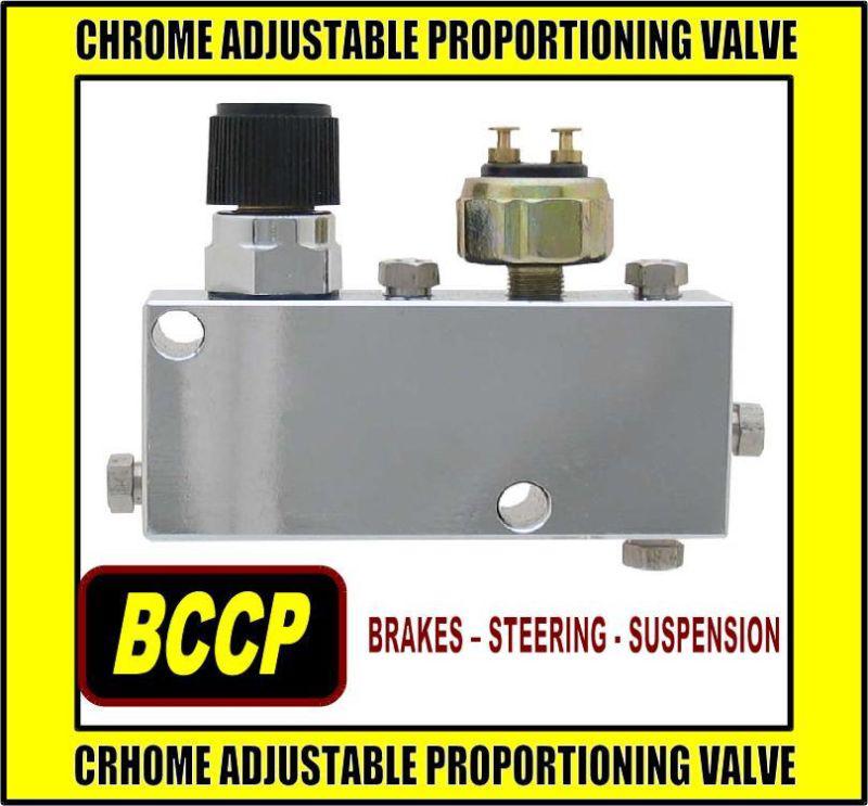 Chrome adjustable proportioning valve and distribution block incl brake switch