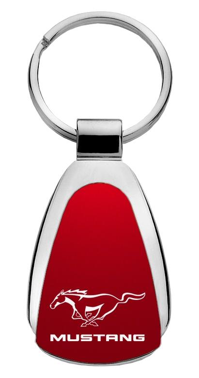 Ford mustang red tear drop metal key chain ring tag key fob logo lanyard