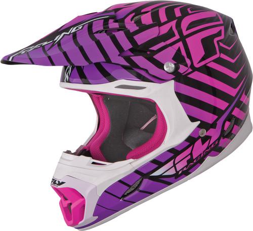 Fly racing three 4 graphics motorcycle helmet purple/pink large