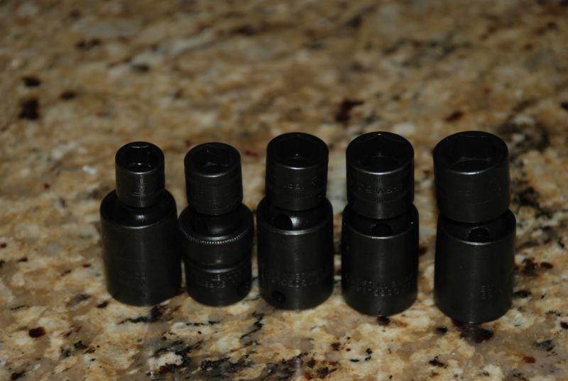 Snap on 5 pc metric 3/8" dr impact swivel socket set 10, 12, 13, 15, 16  mm mint