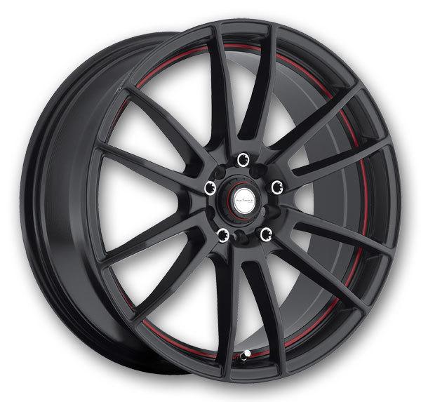 Ninja nj09 18x7.5 black w/ red stripe 5x114.3 5x100 73.1mm +45mm