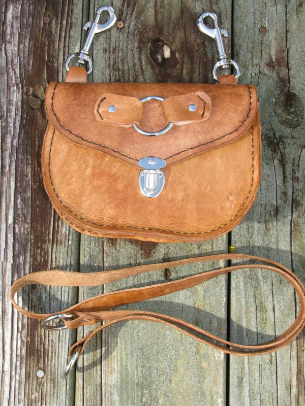 Hand tooled leather belt clip bags