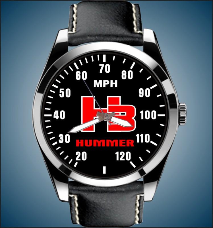 H3 hummer humvee speedometer meter auto art chrome leather band watch red