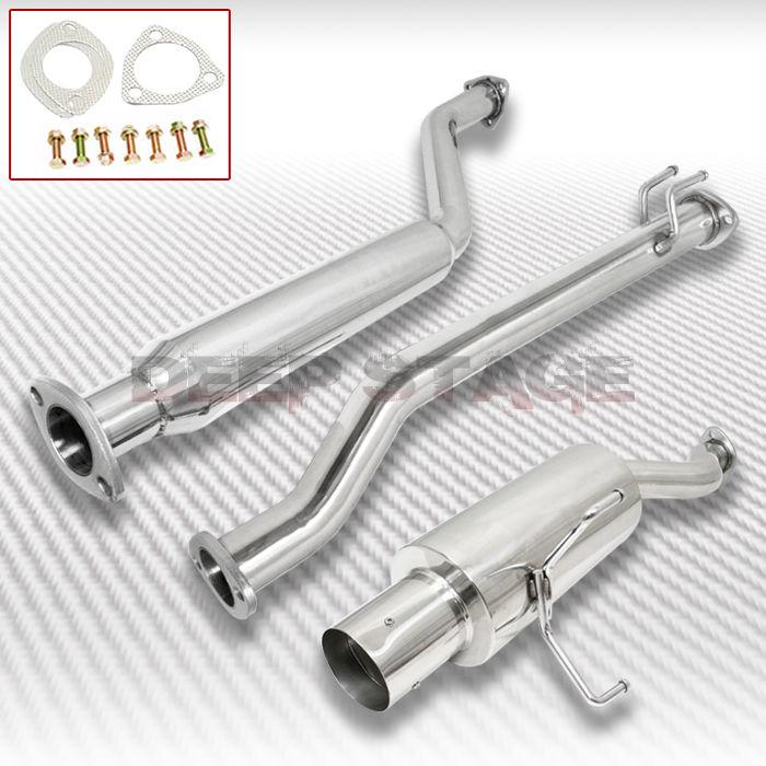 Stainless cat back exhaust system 4" tip muffler 02-05 honda civic si r ep3 hb