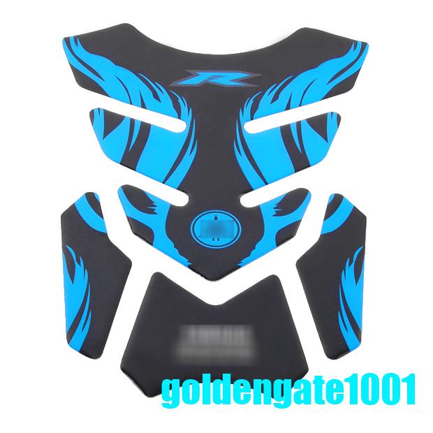 Motorcycle bike gas protective tank pad cover sticker blue black logo for yamaha