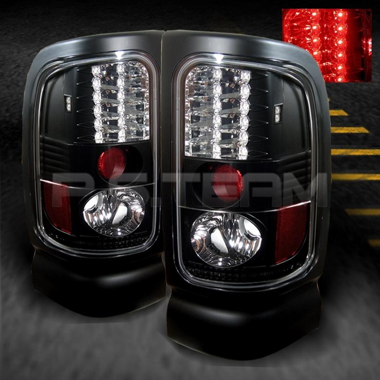 94-01 dodge ram pickup 1500/2500/3500 black led tail brake lights lamps pair