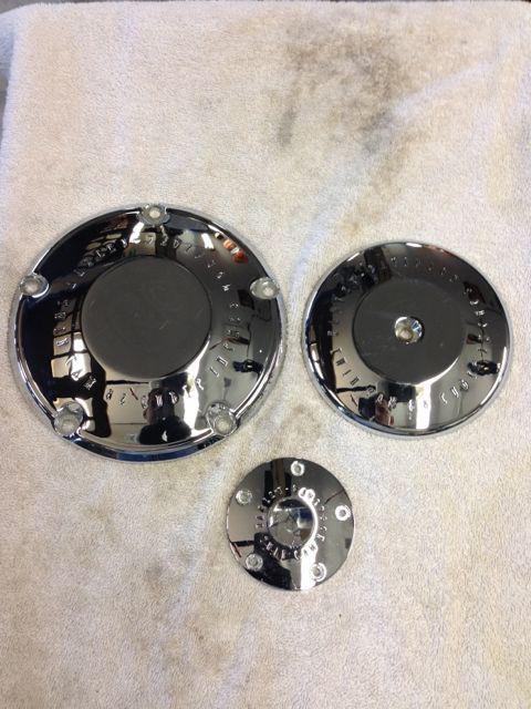 Harley oem twin cam primary, cam, air cleaner insert chrome covers "88ci harley"