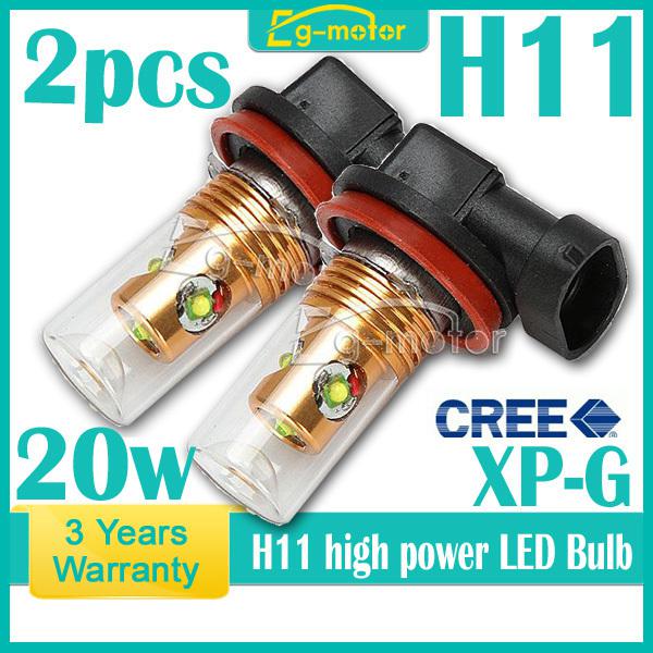 2pcs h11 cree xp 20w car led white 12v dc fog day driving head light bulb lamp