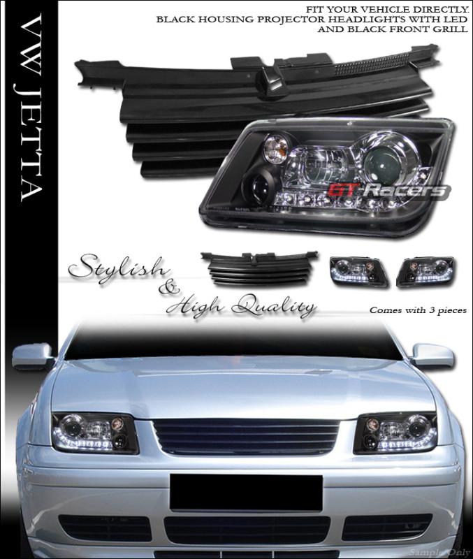 Buy BLK DRL LED PROJECTOR HEAD LIGHTS SIGNAL+HOOD GRILL GRILLE H 1999 ...