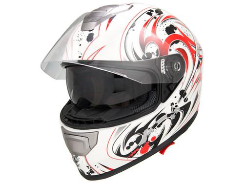 Dot approved motorcycle helmet full face tribal blood splatter dual visor - xl