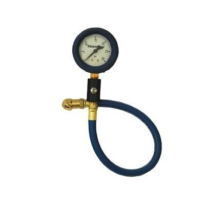 Intercomp tire gauge analog 2" diameter 0-30 psi 17" hose stop valve ea 360063