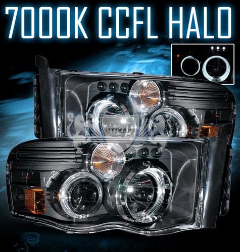 Dodge ram ccfl angel eye halo projector headlights black+led running daytime fog