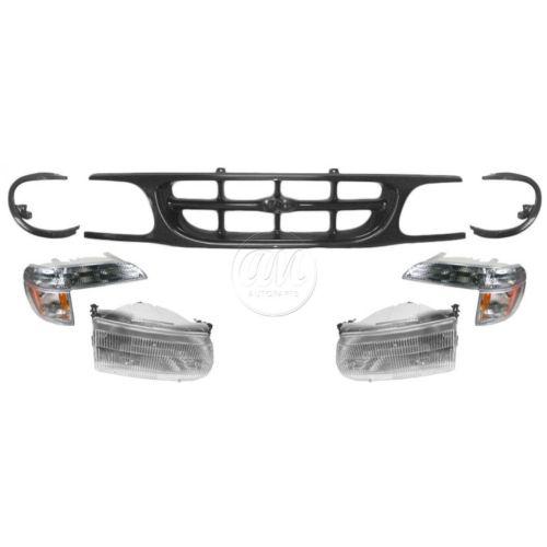 Grille grill & headlight corner parking light lamp set kit for 97-01 explorer