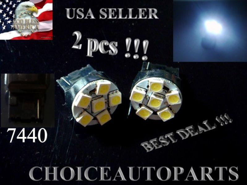 2 pcs 7440 t20 6smd 5050 white car turn signal, backup, stop & tail lights bulbs