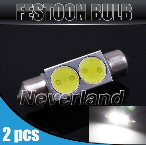 2x bright 2w 37mm interior 2 smd led car festoon dome white xenon light bulb