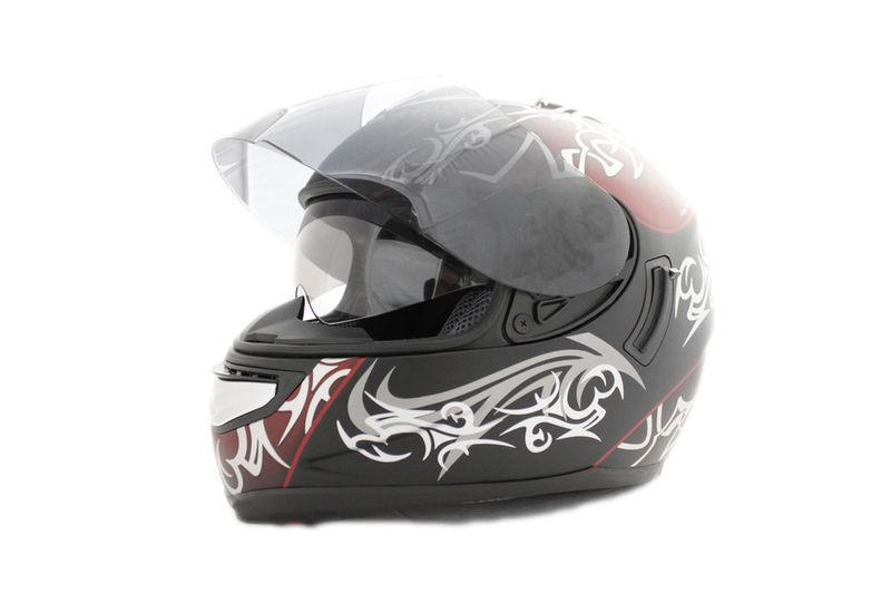 Faze tribal black red silver dual visor air pump motorcycle helmet full face xxl