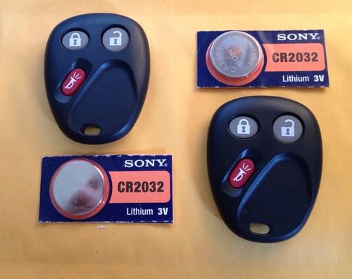 Two new 3 button chevy gm lhj011 case and pad keyless fob + two free batteries