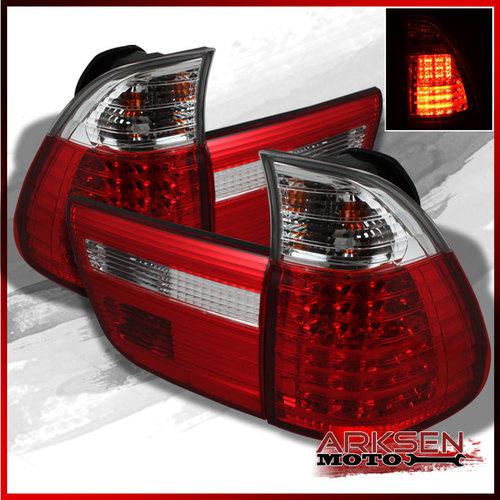 Red clear 00-06 bmw x5 e53 philips-led perform tail lights brake lamp lfet+right