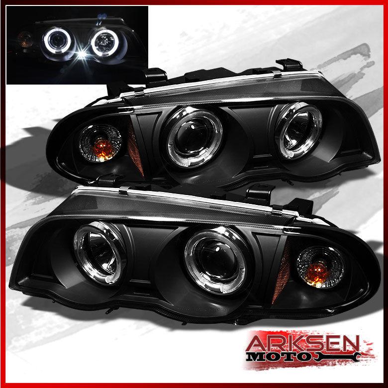 Black 99-01 bmw e46 3-series 4dr halo projector headlights lamps w/city light