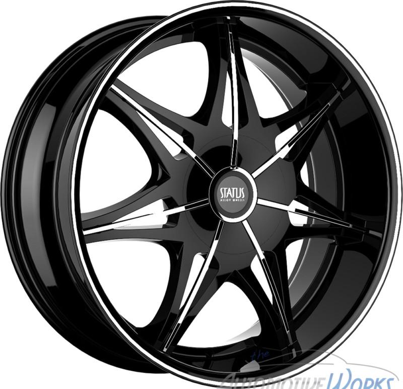 22x9 status crown 6x135 6x139.7 6x5.5 +30mm gloss black chrome rims wheels 22"