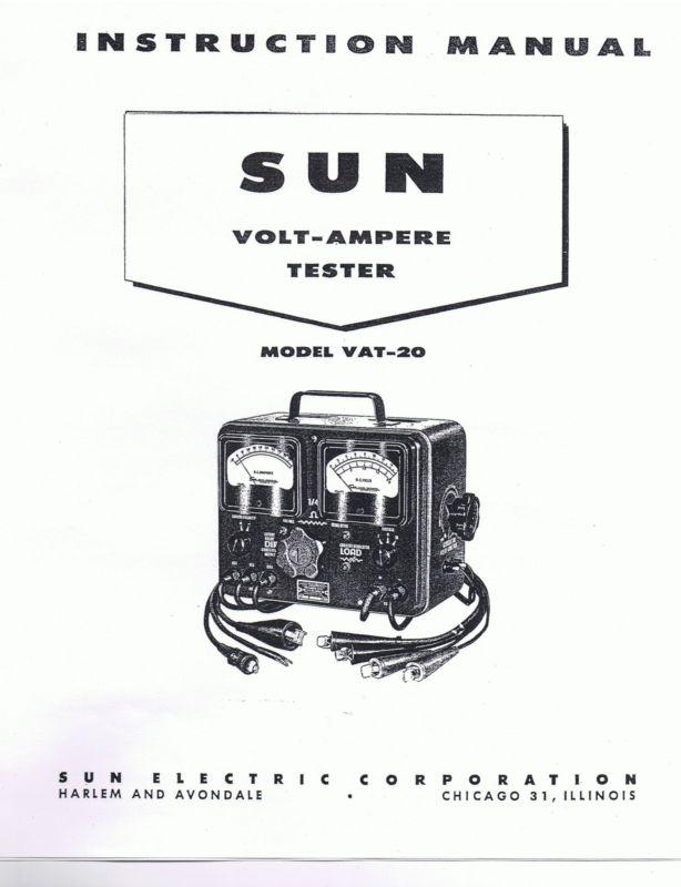 Sun service station tester machine (vat-20 model) operators manual-new!!