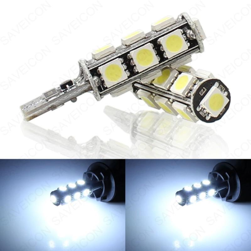 2 x white canbus error free 13-smd 5050 t10 led light bulbs 2825 168 194 w5w