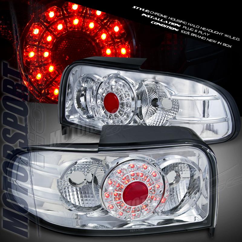 93 94-01 subaru impreza wagon chrome halo led taillights lamps assembly l+r sets