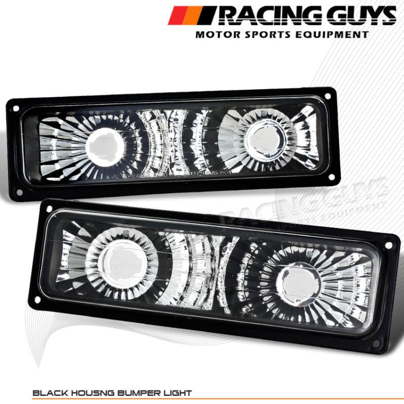 92-99 gmc suburban yukon black euro clear lens signal bumper lights c/k lamps